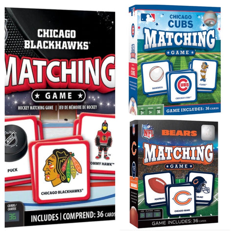 matching game - bears, cubs, blackhawks