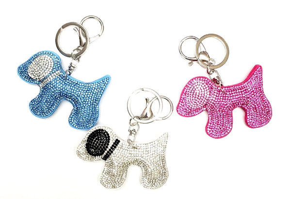rhinestone keychain - dog, unicorn, bear