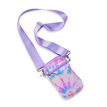 fun tie dye mesh cell crossbody bag