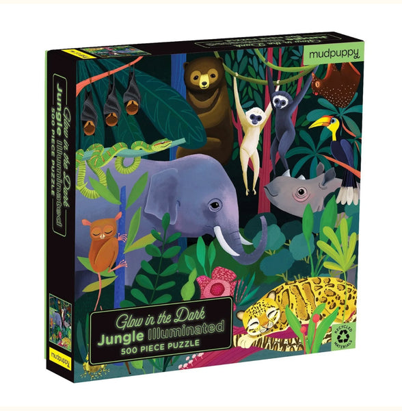 glow in the dark jungle illuminated- 500 piece puzzle