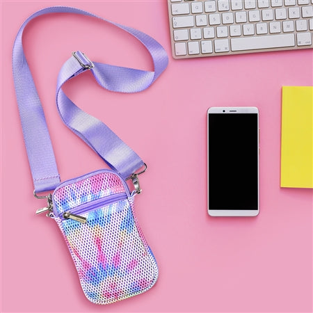 fun tie dye mesh cell crossbody bag