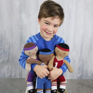baseball player knit doll 12”