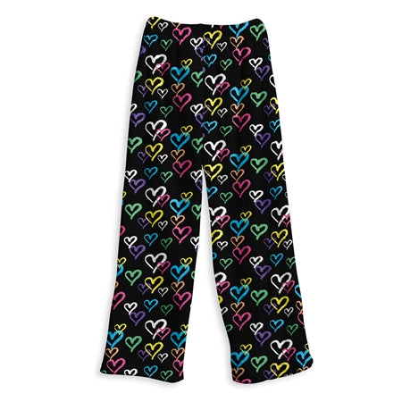 graffiti heart fuzzie pants