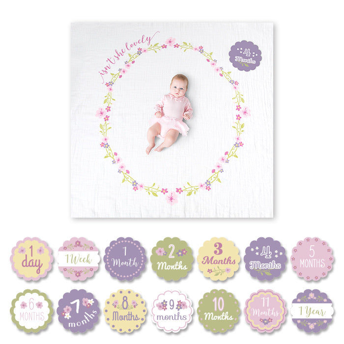 baby's first year blanket and cards set