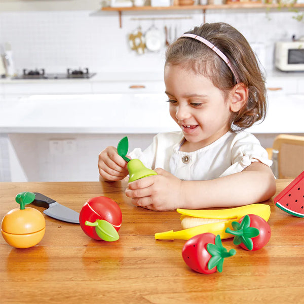 wooden healthy fruit set