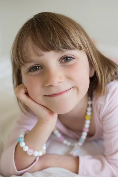 white unicorn necklace and bracelet set
