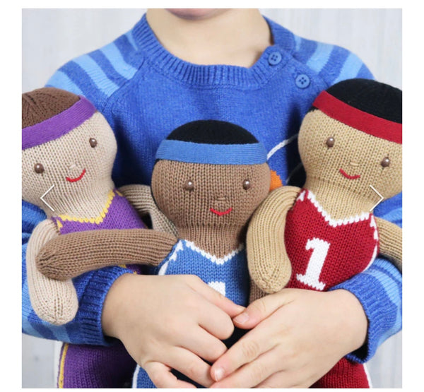basketball player knit doll 14”
