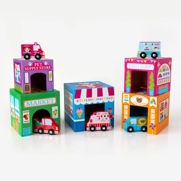 stackables nested cardboard toys & cars set
