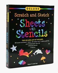 deluxe scratch and sketch sheets with stencils