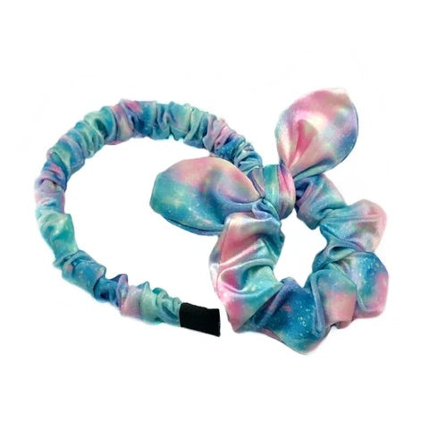 bunny ear velvet scrunchie and headband set