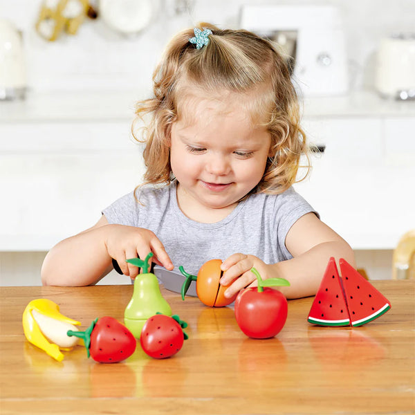 wooden healthy fruit set
