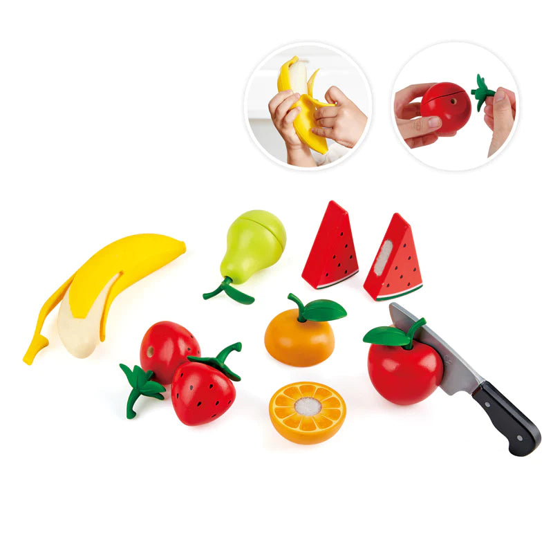wooden healthy fruit set